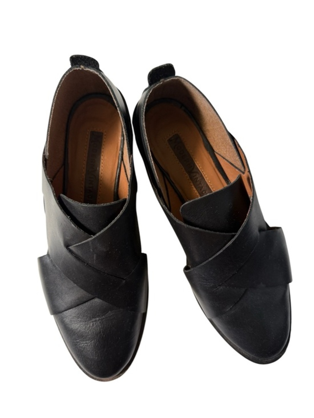 Modern Vintage Woven Leather Oxford Shoes Black 5.5 EU 35